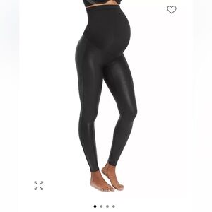 Spanx Maternity High-Waist Faux Leather Leggings - Black